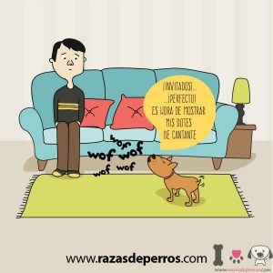 dibujo de perro ladrando a un invitado